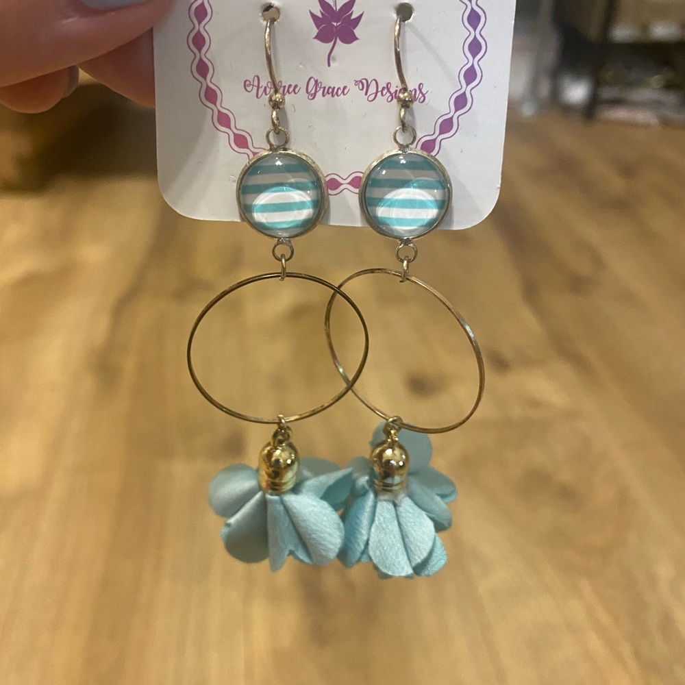 Dangle and hoop flower earrings